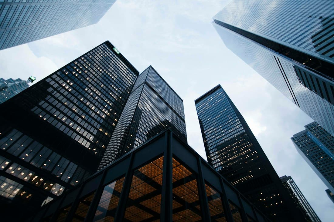 Illustrative glass commercial building